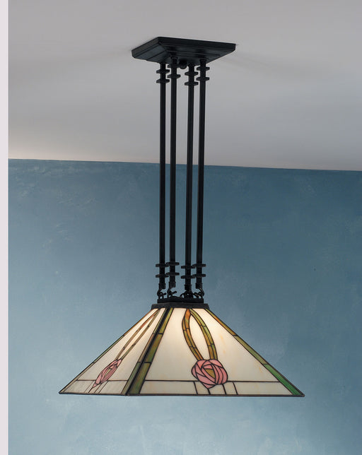 Meyda Tiffany - 66583 - One Light Pendant - Mack Pink Rose - Antique Brass