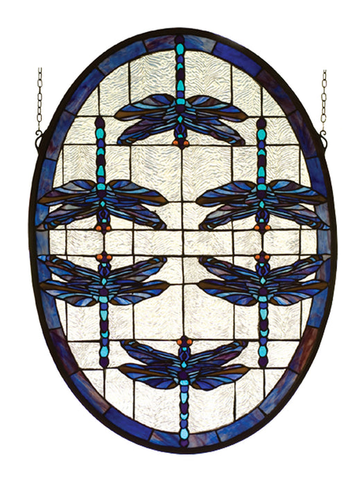 Meyda Tiffany - 78087 - Window - Dragonflies Oval - Zav Pbw Blue Pbw