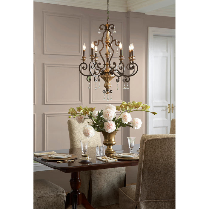 Six Light Chandelier from the Marquette collection in Heirloom finish