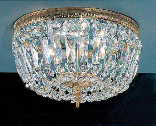 Classic Lighting - 52312 OWB I - Three Light Flush/Semi-Flush Mount - Crystal Baskets - Olde World Bronze