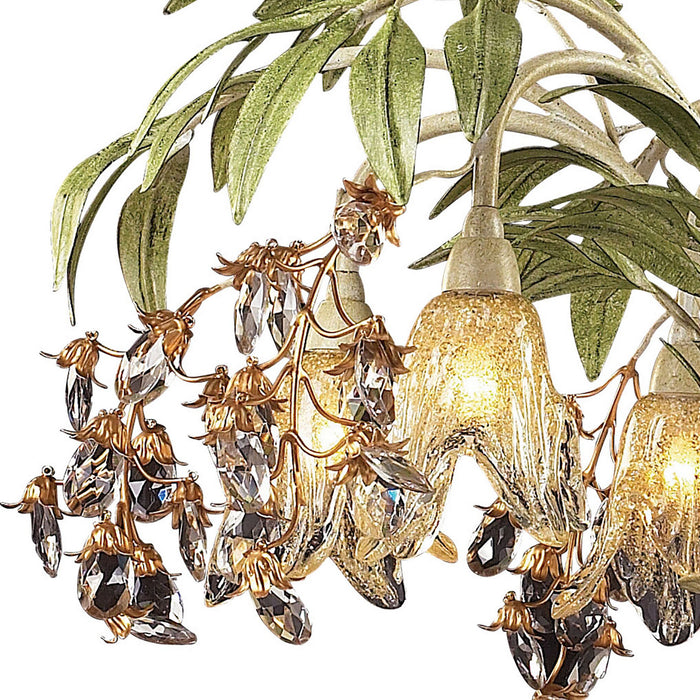 Six Light Chandelier from the Huarco collection in Seashell, Sage Green, Sage Green finish