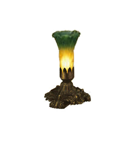 Meyda Tiffany - 11235 - One Light Accent Lamp - Amber/Green Pond Lily - Antique