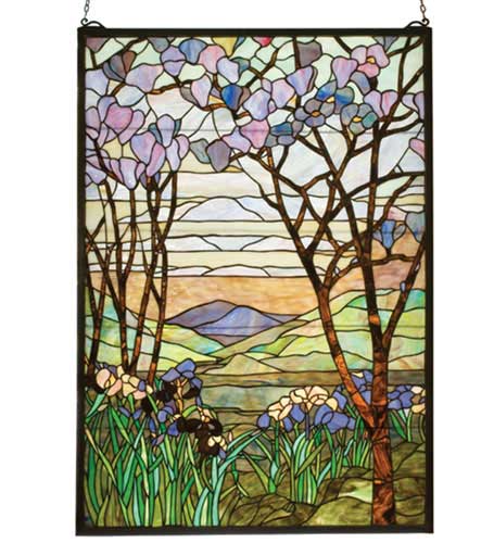 Meyda Tiffany - 12514 - Window - Tiffany Magnolia & Iris - Bapa Purple/Blue Pink Jana Japb Avocado Purple/Blue