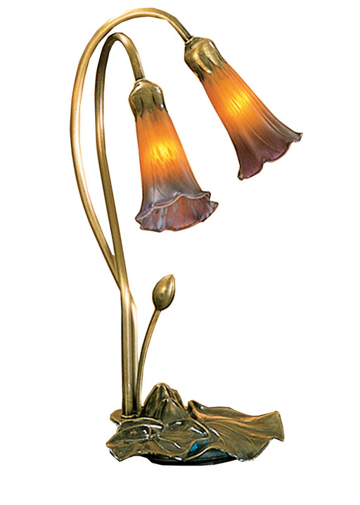 Meyda Tiffany - 13008 - Two Light Accent Lamp - Amber/Purple Pond Lily - Antique