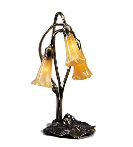 Meyda Tiffany - 13636 - Three Light Accent Lamp - Amber Pond Lily - Copper Vein
