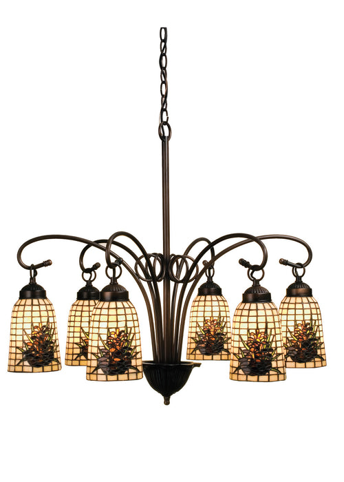 Meyda Tiffany - 18669 - Six Light Chandelier - Pine Barons - Mahogany Bronze