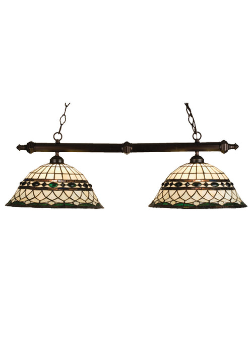 Meyda Tiffany - 18840 - Two Light Island Pendant - Tiffany Roman - Beige Green Pbagwg Green Mahogany Bronze