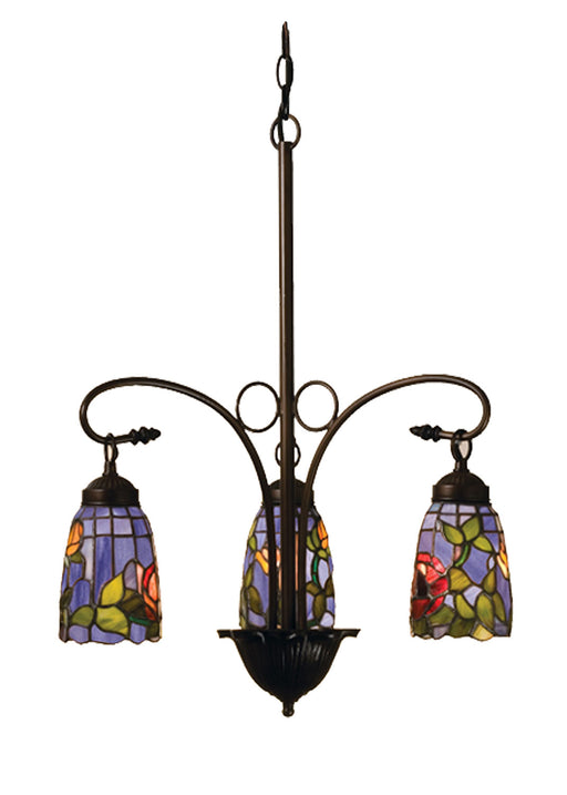 Meyda Tiffany - 27414 - Three Light Chandelier - Rosebush - Craftsman Brown