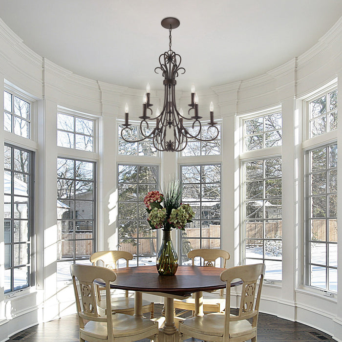 Nine Light Chandelier from the Homestead collection in Rubbed Bronze finish