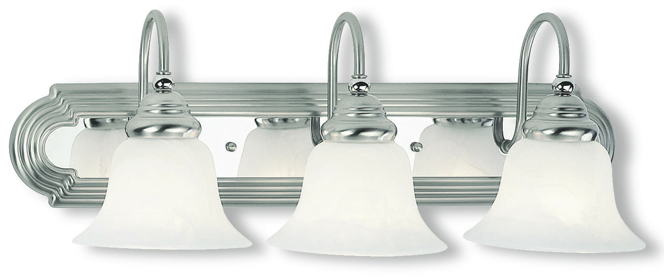 Livex Lighting - 1003-95 - Three Light Bath Vanity - Belmont - Brushed Nickel Finish with Polished Chrome Finish Insert