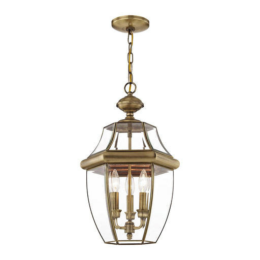 Livex Lighting - 2355-01 - Three Light Outdoor Pendant - Monterey - Antique Brass