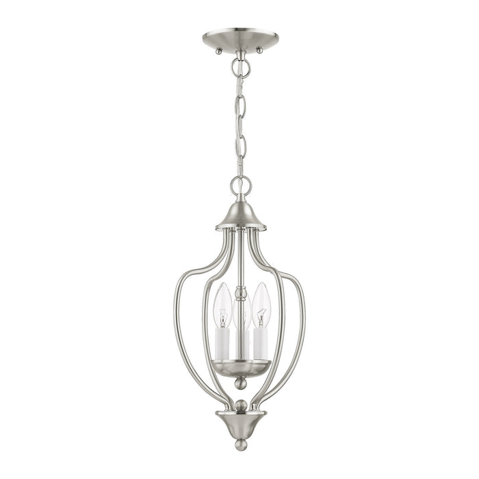 Three Light Mini Chandelier/Ceiling Mount from the Home Basics collection in Brushed Nickel finish