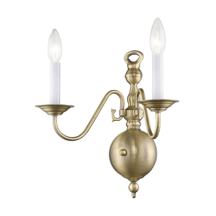 Two Light Wall Sconce from the Williamsburgh collection in Antique Brass finish