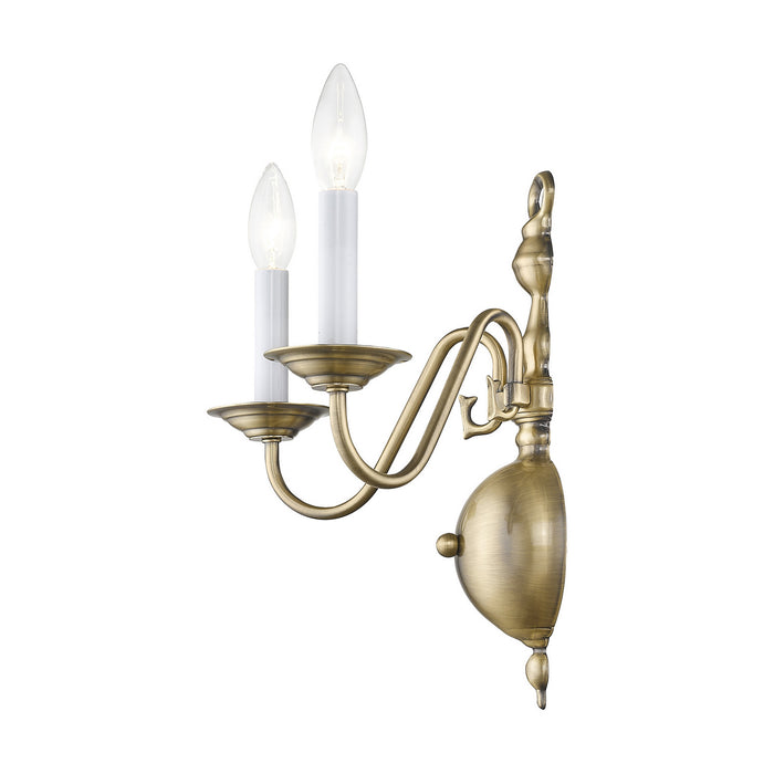 Two Light Wall Sconce from the Williamsburgh collection in Antique Brass finish