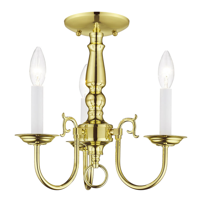 Three Light Mini Chandelier from the Williamsburgh collection in Polished Brass finish