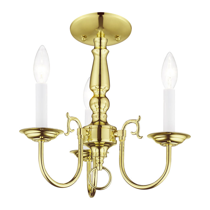 Three Light Mini Chandelier from the Williamsburgh collection in Polished Brass finish