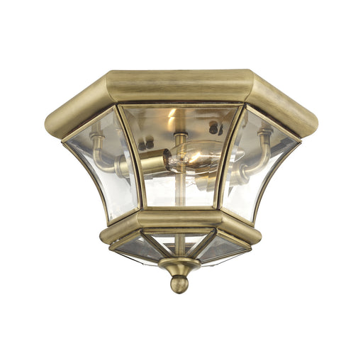 Livex Lighting - 7052-01 - Two Light Outdoor Ceiling Mount - Monterey/Georgetown - Antique Brass