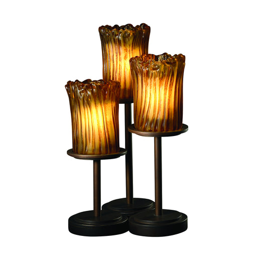 Justice Designs - GLA-8797-16-AMBR-DBRZ - Three Light Table Lamp - Veneto Luce™ - Dark Bronze