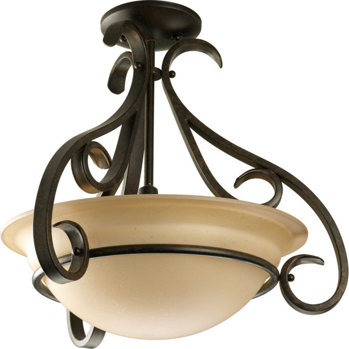 Three Light Foyer Pendant from the Torino collection in Forged Bronze finish