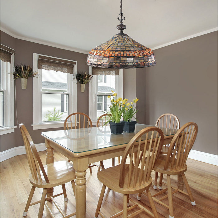 Three Light Chandelier from the Jewelstone collection in Classic Bronze finish