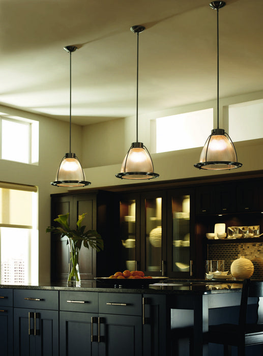 One Light Mini Pendant from the Prismatic Glass collection in Brushed Nickel finish