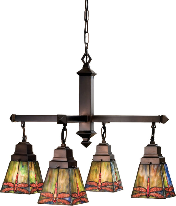 Meyda Tiffany - 48035 - Four Light Chandelier - Prairie Dragonfly - Antique Copper