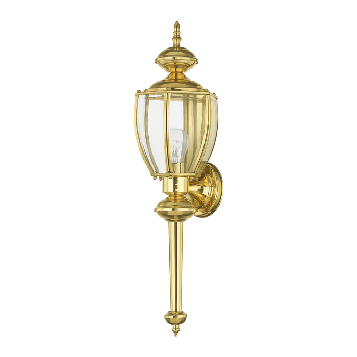 One Light Outdoor Wall Lantern from the Outdoor Basics collection in Polished Brass finish