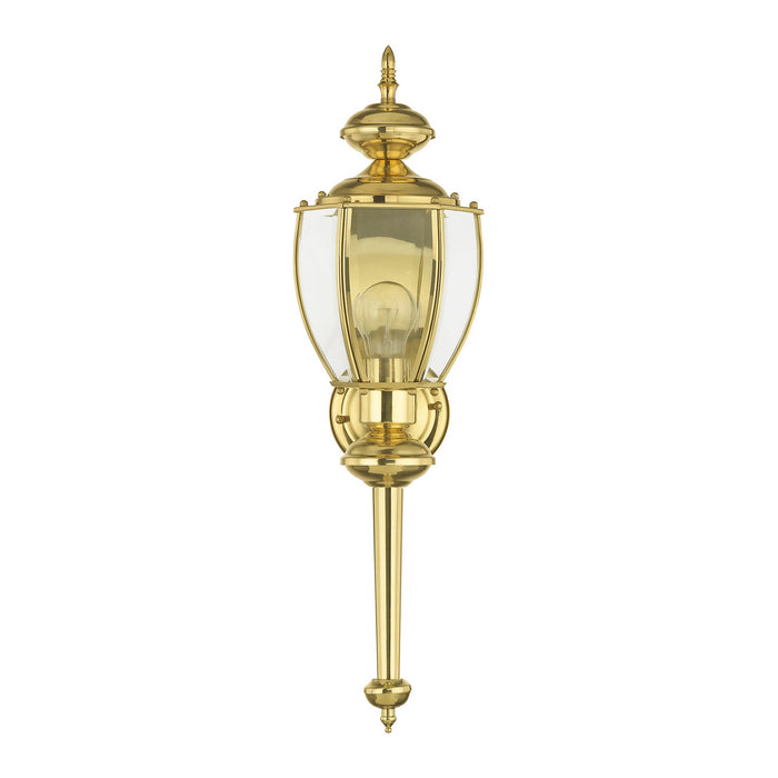One Light Outdoor Wall Lantern from the Outdoor Basics collection in Polished Brass finish