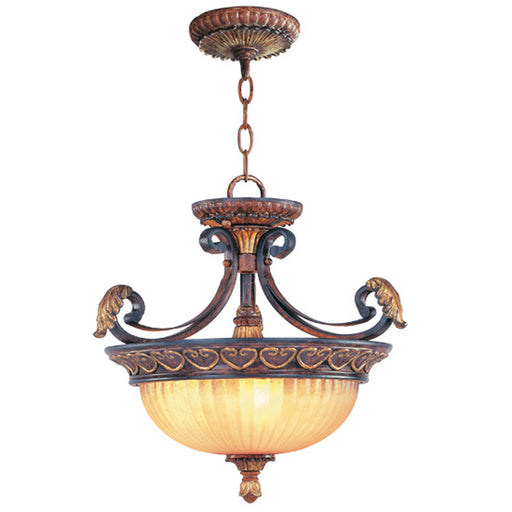 Livex Lighting - 8565-63 - Three Light Pendant/Ceiling Mount - Villa Verona - Verona Bronze with Aged Gold Leaf Accents