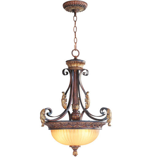 Livex Lighting - 8567-63 - Three Light Pendant - Villa Verona - Verona Bronze with Aged Gold Leaf Accents