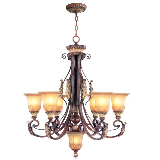 Livex Lighting - 8576-63 - Seven Light Chandelier - Villa Verona - Verona Bronze with Aged Gold Leaf Accents