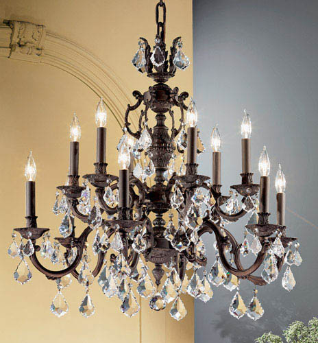 Classic Lighting - 57377 AGB CP - 12 Light Chandelier - Chateau - Aged Bronze