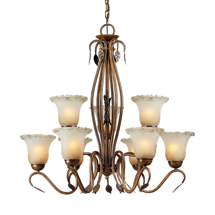 Forte - 2420-09-41 - Nine Light Chandelier - Family Number 471 - Rustic Sienna