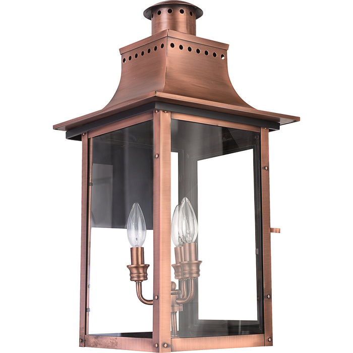 Three Light Outdoor Wall Lantern from the Chalmers collection in Aged Copper finish