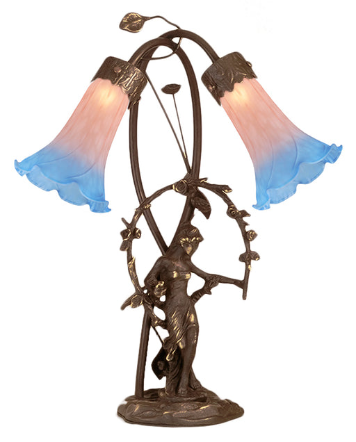 Meyda Tiffany - 11943 - Two Light Accent Lamp - Trellis Girl Lily - Pink/Blue