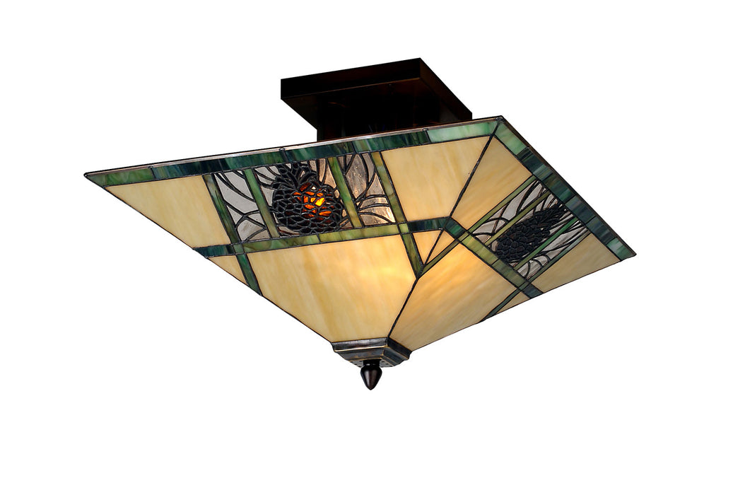 Meyda Tiffany - 67849 - Two Light Flushmount - Pinecone Ridge - Rust