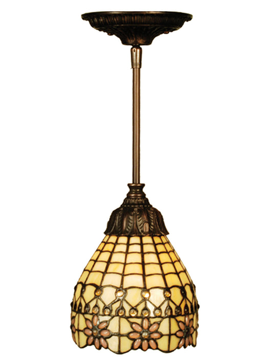 Meyda Tiffany - 69629 - One Light Mini Pendant - Victorian Flourish - Beige Pink Clear Pink
