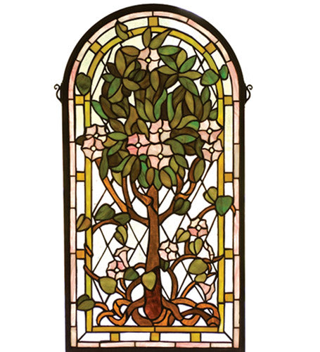 Meyda Tiffany - 99049 - Window - Arched Tree Of Life - Vaclt Jaw Avocado Amber