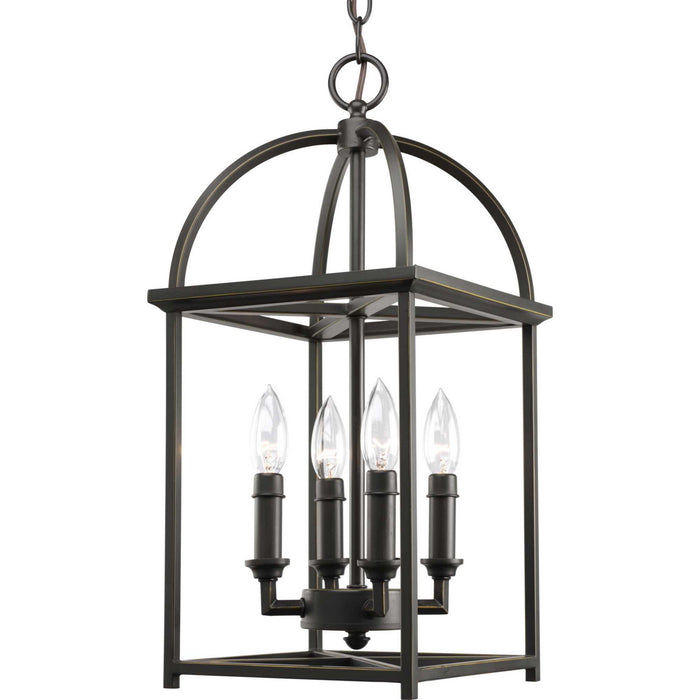 Progress Lighting - P3884-20 - Four Light Foyer Lantern - Piedmont - Antique Bronze