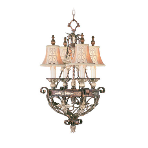 Livex Lighting - 8844-64 - Four Light Chandelier - Pomplano - Palacial Bronze with Gilded Accents
