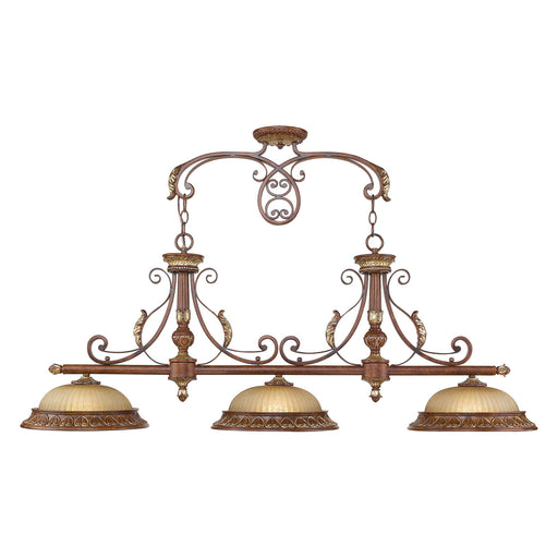 Livex Lighting - 8584-63 - Three Light Island Pendant - Villa Verona - Verona Bronze with Aged Gold Leaf Accents