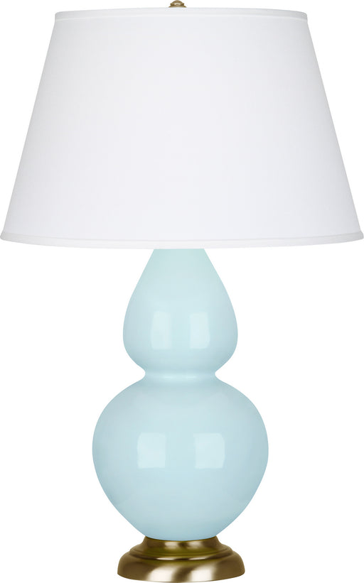 Robert Abbey - 1666X - One Light Table Lamp - Double Gourd - Baby Blue Glazed Ceramic w/ Antique Natural Brassed