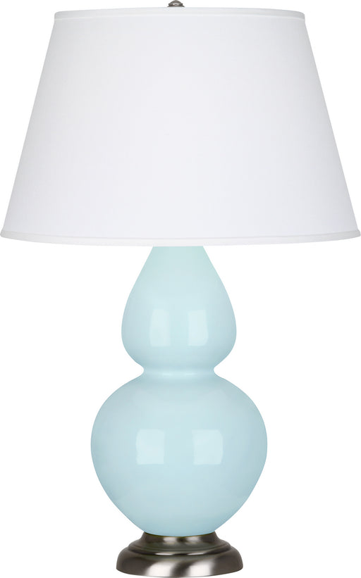Robert Abbey - 1676X - One Light Table Lamp - Double Gourd - Baby Blue Glazed Ceramic w/ Antique Silvered