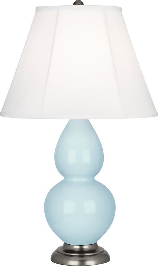 Robert Abbey - 1696 - One Light Accent Lamp - Small Double Gourd - Baby Blue Glazed Ceramic w/ Antique Silvered
