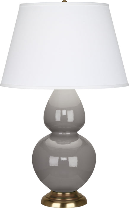 Robert Abbey - 1748X - One Light Table Lamp - Double Gourd - Smoky Taupe Glazed Ceramic w/ Antique Natural Brassed