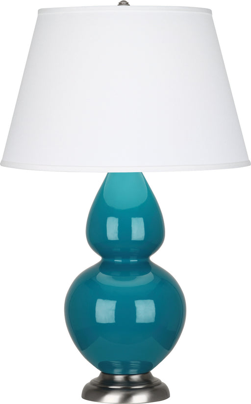 Robert Abbey - 1753X - One Light Table Lamp - Double Gourd - Peacock Glazed Ceramic w/ Antique Silvered
