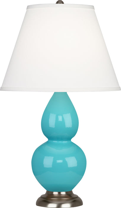 Robert Abbey - 1761X - One Light Accent Lamp - Small Double Gourd - Egg Blue Glazed Ceramic w/ Antique Silvered