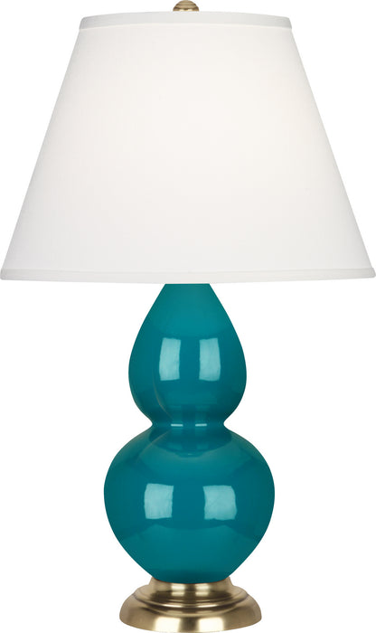 Robert Abbey - 1771X - One Light Accent Lamp - Small Double Gourd - Peacock Glazed Ceramic w/ Antique Natural Brassed