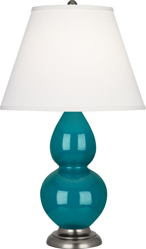Robert Abbey - 1773X - One Light Accent Lamp - Small Double Gourd - Peacock Glazed Ceramic w/ Antique Silvered