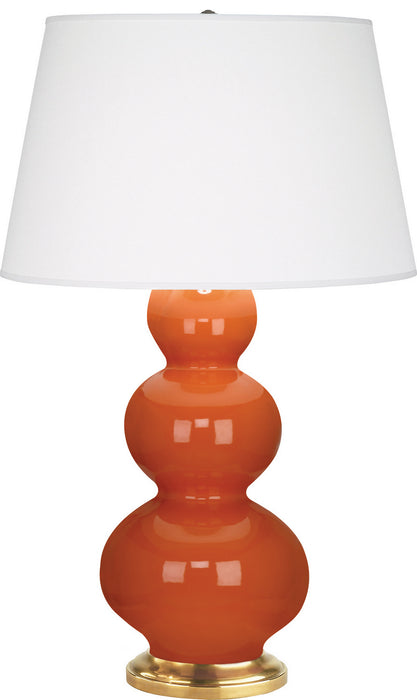 Robert Abbey - 312X - One Light Table Lamp - Triple Gourd - Pumpkin Glazed Ceramic w/ Antique Natural Brassed